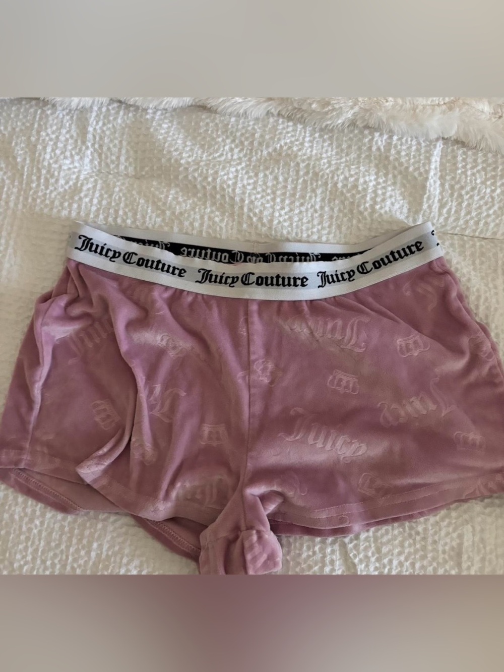 Juicy Couture Pink Velvet Logo Lounge Shorts